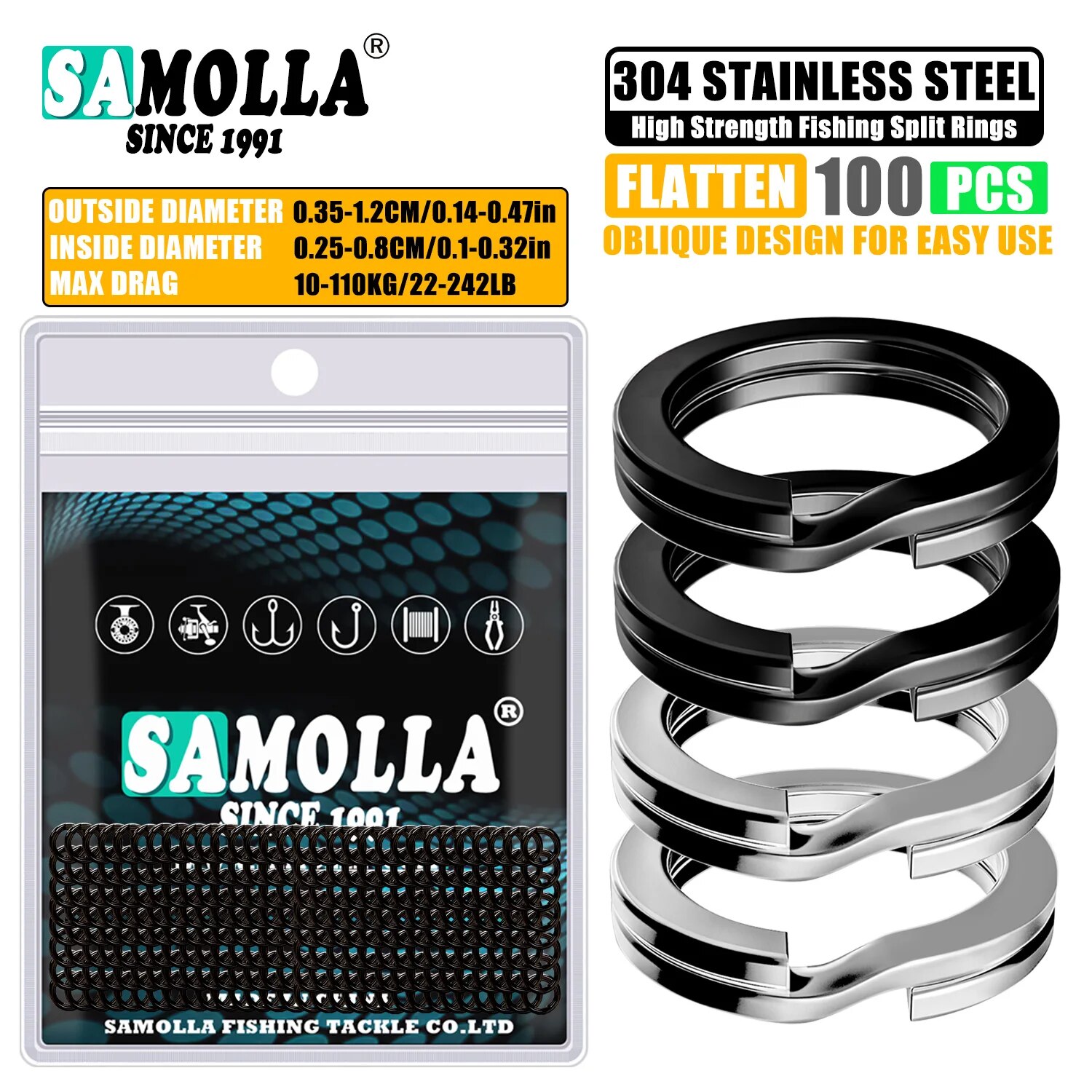 Fishing Lure Making Kit - 100pcs Fishing Split Rings Stainless Steel