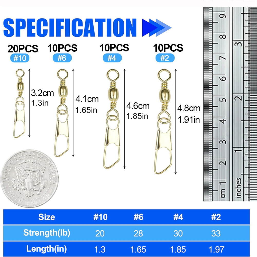 50Pcs Gold Fishing Barrel Swiv - Fishing Lure Accessories 리뷰 및 가격