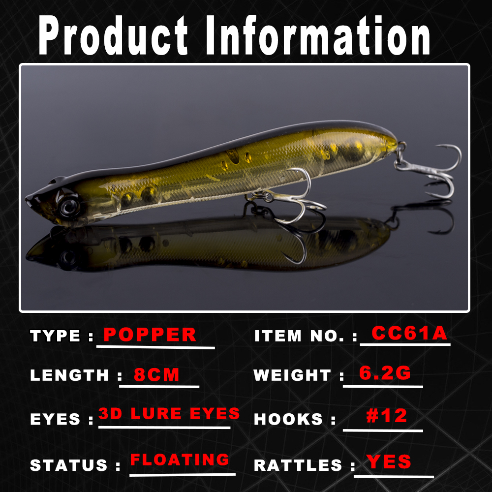 AYWFISH 8CM 6.2G Baby Popper F - Fishing Lure Popper 리뷰 및 가격
