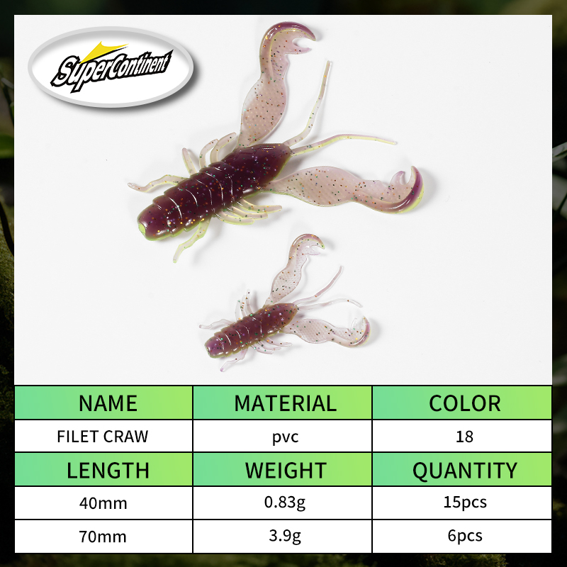 2023 Supercontinent Filet Craw - Fishing Lure Soft Plastic 리뷰 및 가격